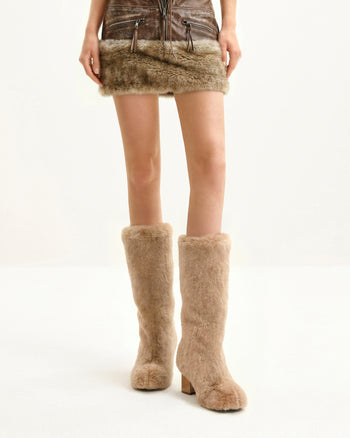 Stivali in Pelliccia Sintetica Slouchy Isabella - Beige