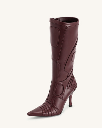 Stivali con Tacco Futuristici Odette - Borgogna