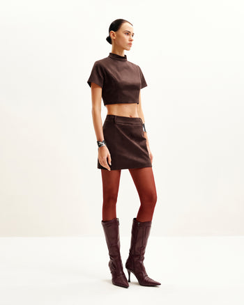 Stivali con Tacco Futuristici Odette - Borgogna