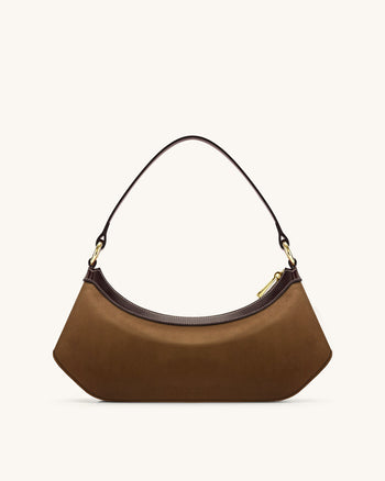 Lily Borsa a spalla in finto suede - Marrone scuro