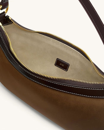 Lily Borsa a spalla in finto suede - Marrone scuro