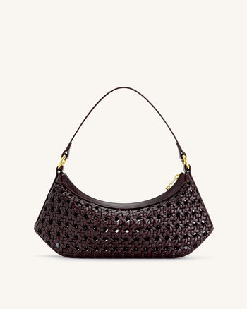 Borsa a tracolla intrecciata in finto bamboo Lily - Rosso Granato Profondo