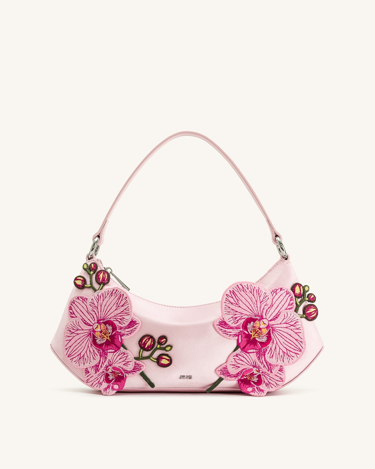 Lily Borsa a tracolla ricamata con orchidee - Rosa