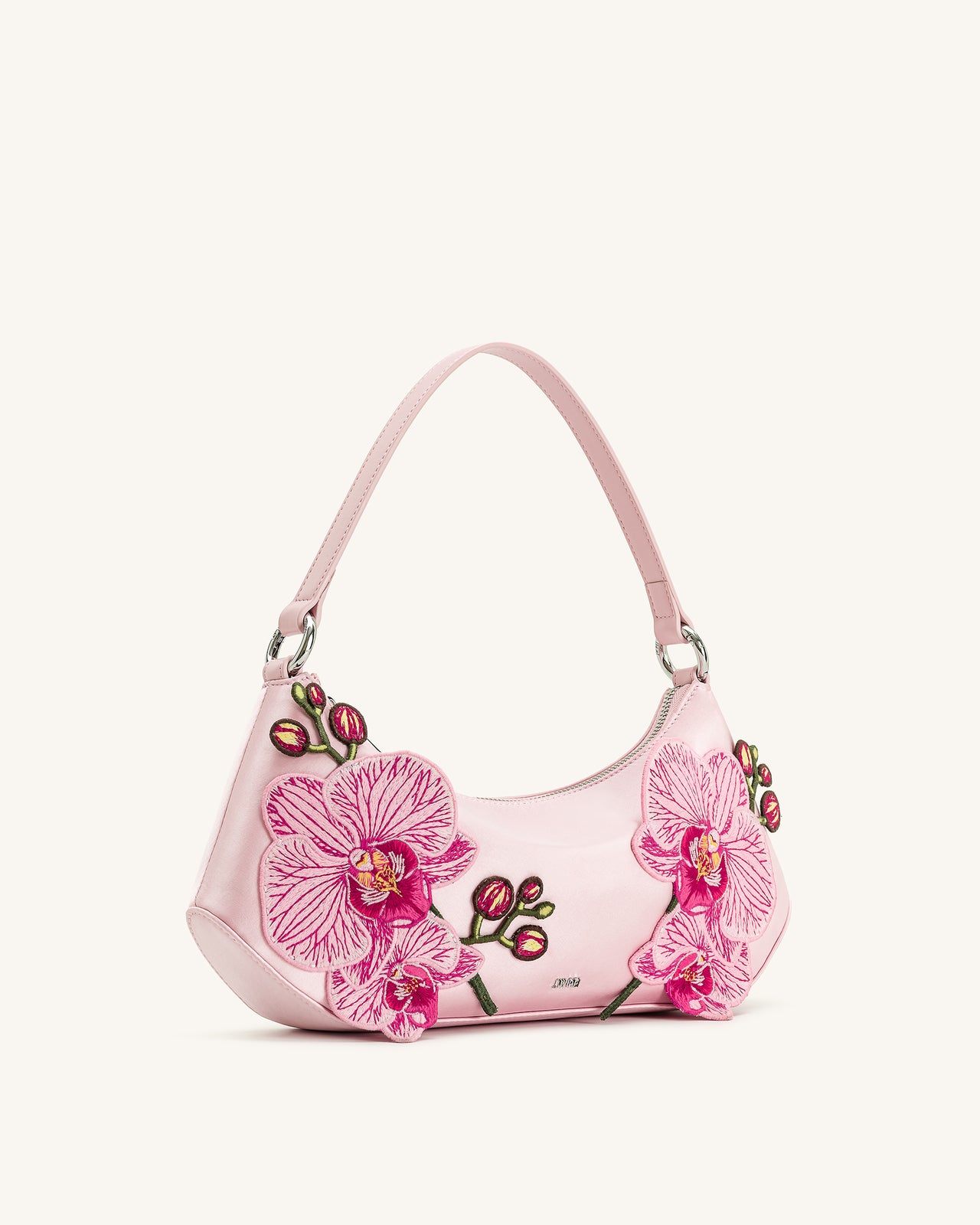 Lily Borsa a tracolla ricamata con orchidee - Rosa