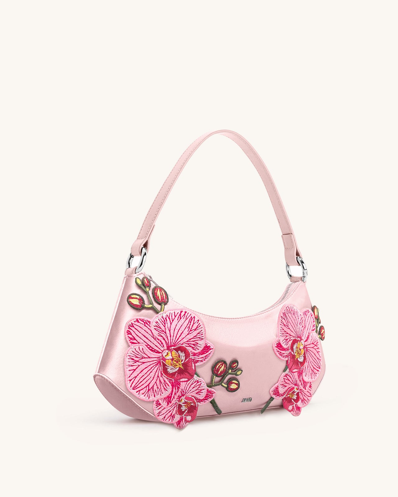 Lily Borsa a tracolla ricamata con orchidee - Rosa