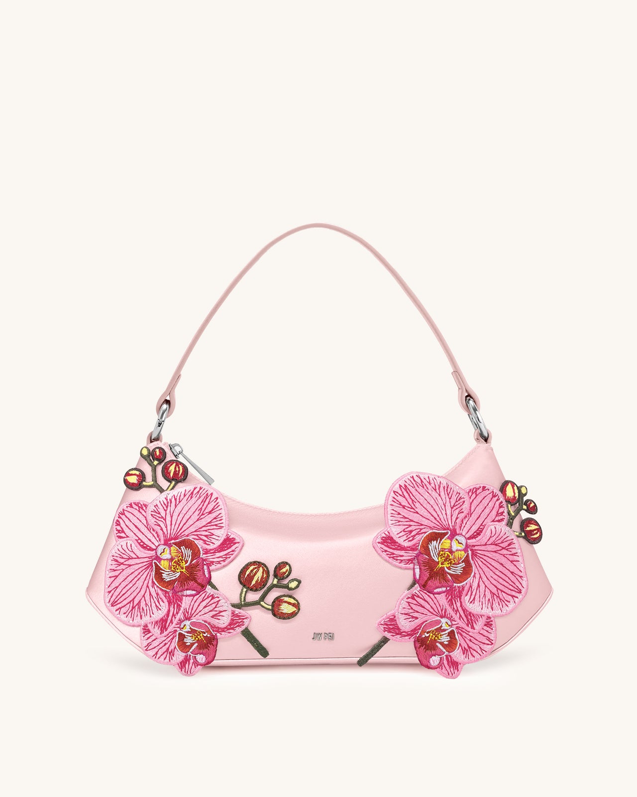 Lily Borsa a tracolla ricamata con orchidee - Rosa