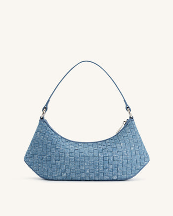 Borsa a spalla Lily - Tessuto Denim Blu intrecciato