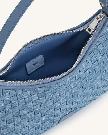 Borsa a spalla Lily - Tessuto Denim Blu intrecciato