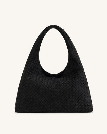 Iaura Borsa A Spalla Intrecciata In Finta Pelle Scamosciata - Nero