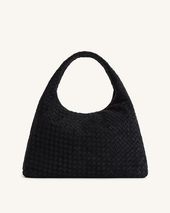 Iaura Borsa A Spalla Intrecciata In Finta Pelle Scamosciata - Nero