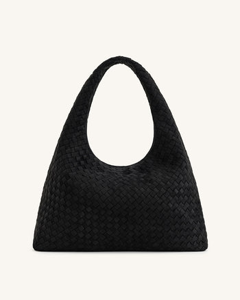 Iaura Borsa A Spalla Intrecciata In Finta Pelle Scamosciata - Nero
