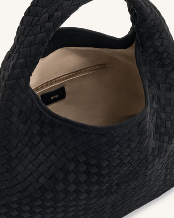 Iaura Borsa A Spalla Intrecciata In Finta Pelle Scamosciata - Nero