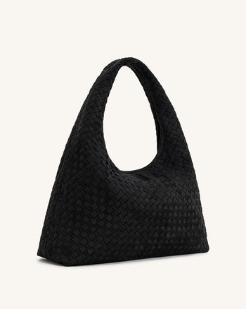 Iaura Borsa A Spalla Intrecciata In Finta Pelle Scamosciata - Nero