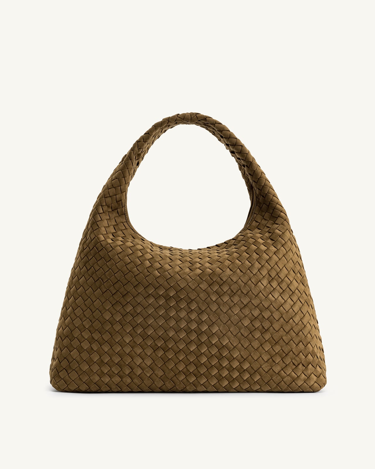 Iaura Borsa A Spalla Intrecciata In Finta Pelle Scamosciata - Verde Oliva