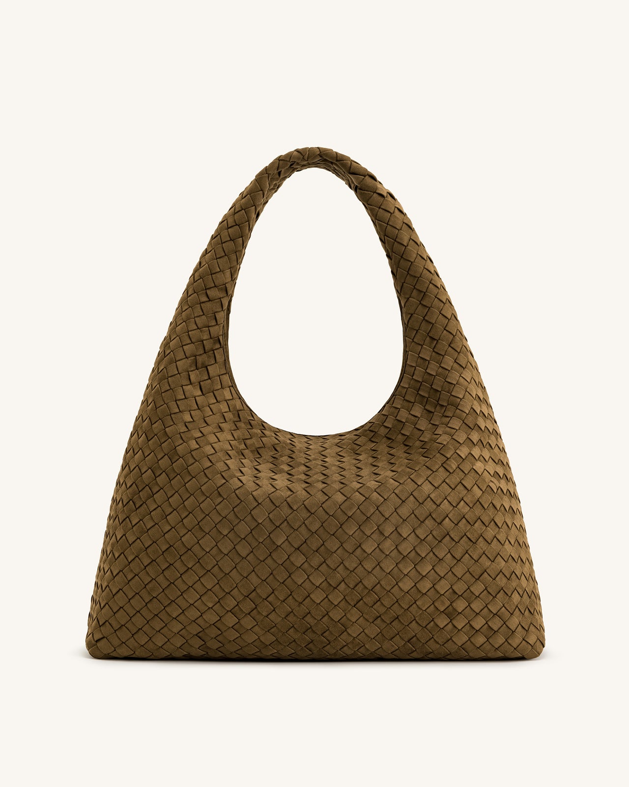 Iaura Borsa A Spalla Intrecciata In Finta Pelle Scamosciata - Verde Oliva