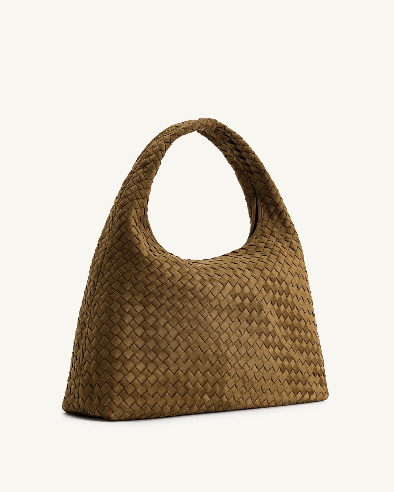 Iaura Borsa A Spalla Intrecciata In Finta Pelle Scamosciata - Verde Oliva