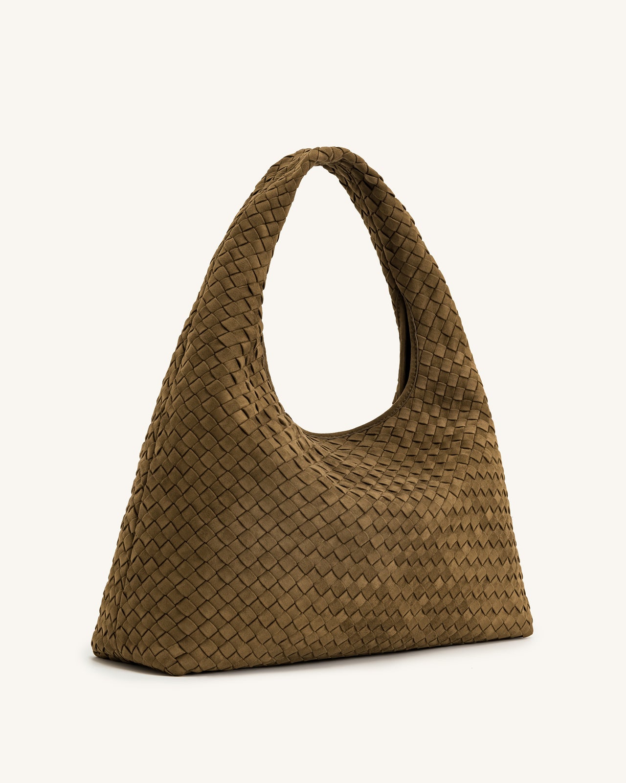 Iaura Borsa A Spalla Intrecciata In Finta Pelle Scamosciata - Verde Oliva