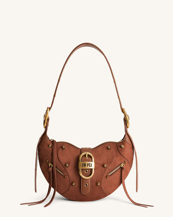 Borsa a tracolla in camoscio Tessa - Marrone Dark Birch