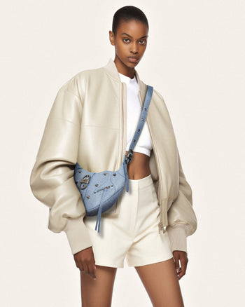 Borsa a tracolla in denim a rilievo Tessa - Blu