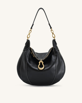 Nell Borsa con Manico Superiore con Frange Metalliche - Marrone Scuro