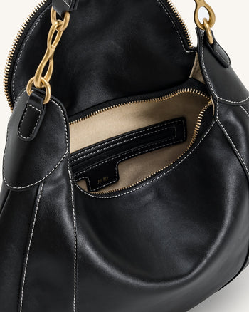 Nell Borsa con Manico Superiore con Frange Metalliche - Marrone Scuro