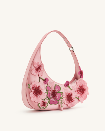 Borsa a Spalla Ricamata Harlee - Rosa