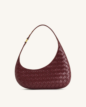 Harlee Borsa a Spalla con Texture Intrecciata - Bordeaux