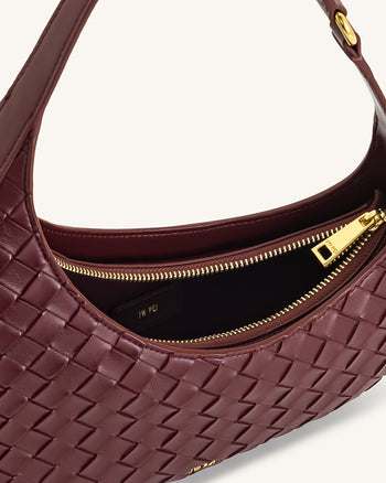 Harlee Borsa a Spalla con Texture Intrecciata - Bordeaux