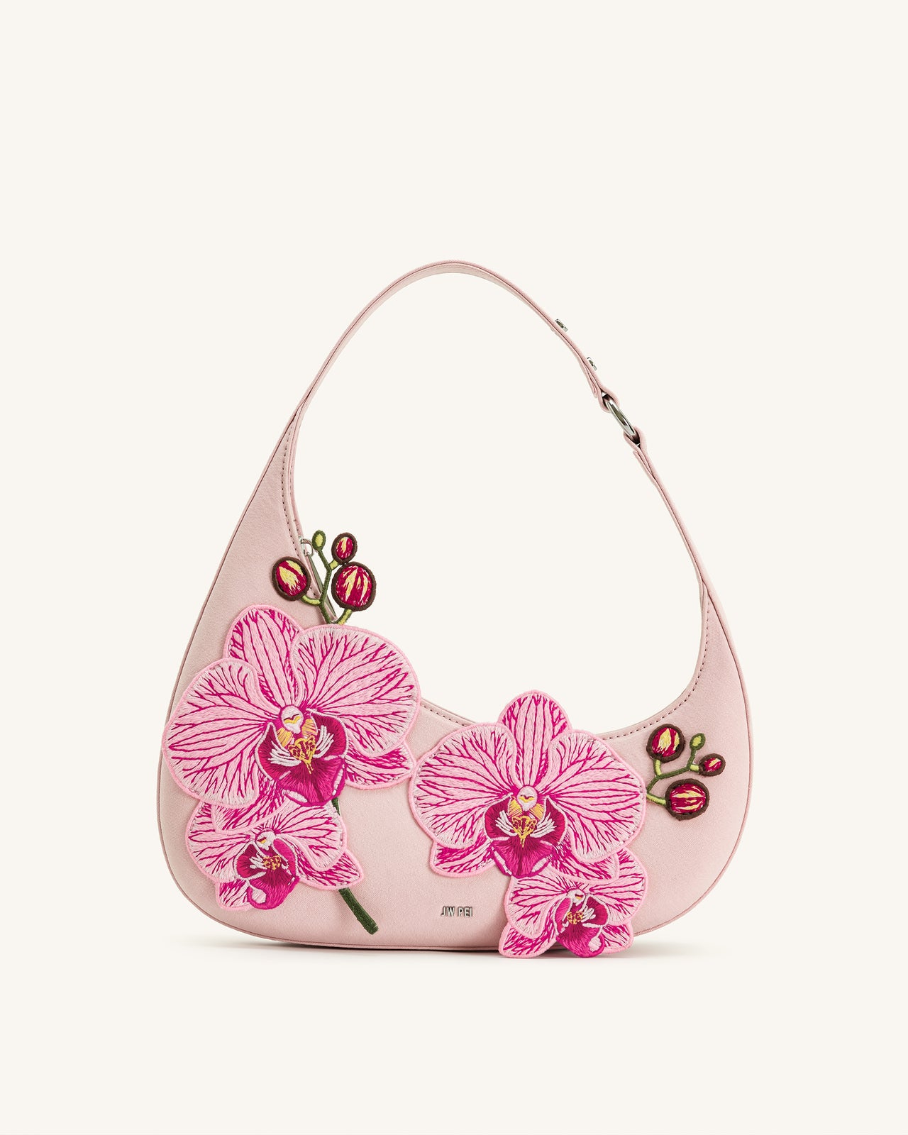 Harlee Borsa a Spalla Ricamata con Orchidee - Rosa