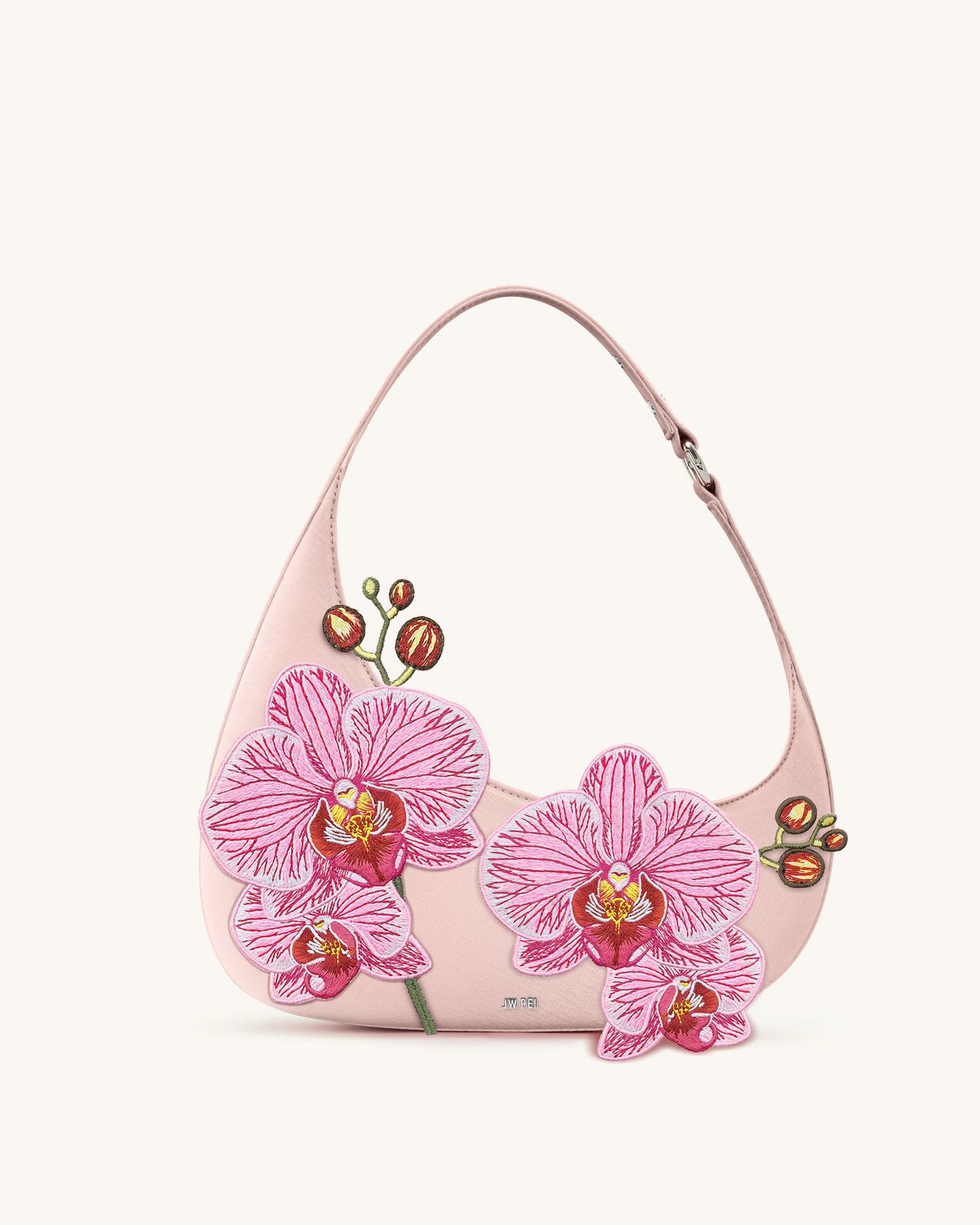 Harlee Borsa a Spalla Ricamata con Orchidee - Rosa