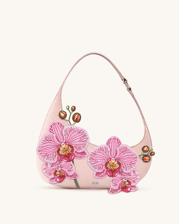 Harlee Borsa a Spalla Ricamata con Orchidee - Rosa