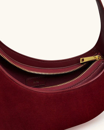 Harlee Borsa a Spalla con Frange in Finta Pelle Scamosciata - Borgogna