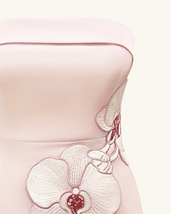 Abito Ricamato con Orchidee - Rosa