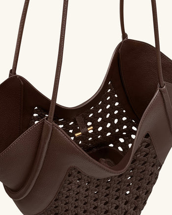 Maribel Borsa tote con pannelli intrecciati - Marrone scuro