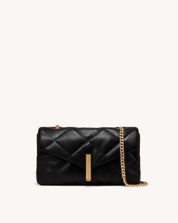 Valerie Borsa a spalla puffy con chiusura bar-lock - Nero