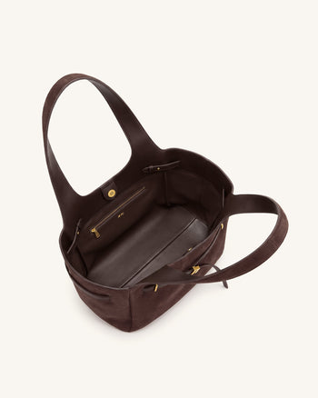 Hana Borsa tote in similpelle scamosciata con dettaglio cintura - Marrone scuro
