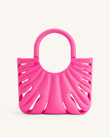 Borsa da spiaggia Faye Leaf - Rosa brillante