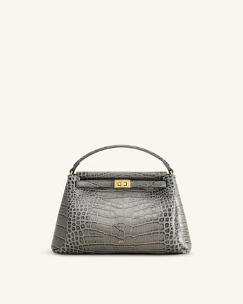 Carmen Borsa a mano effetto coccodrillo - Grigio