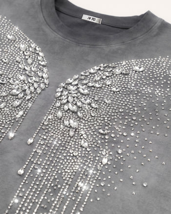 T-shirt The Angelic con ali di cristallo colanti - Grigio slavato