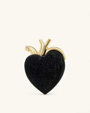 Maren Borsa a Forma di Cuore in Cristallo Artificiale - Nero Oro