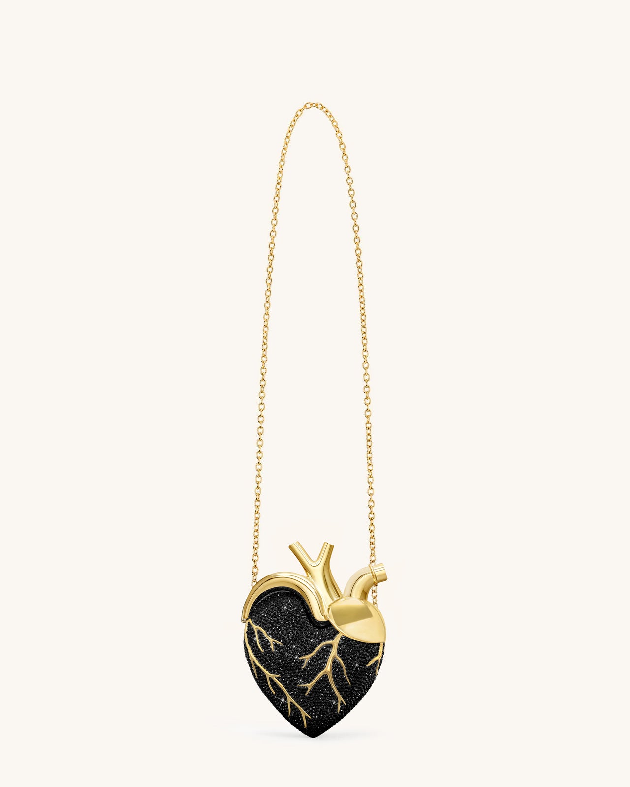 Maren Borsa a Forma di Cuore in Cristallo Artificiale - Nero Oro
