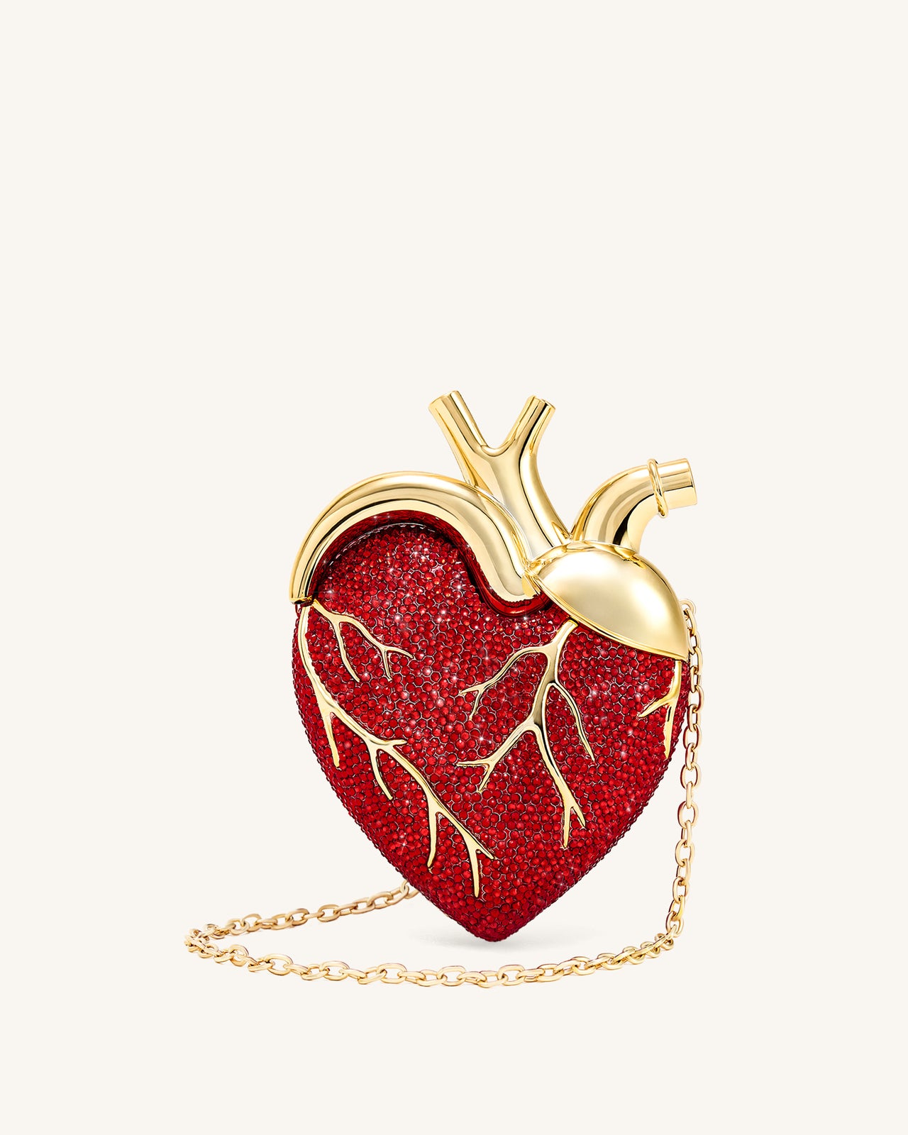 Maren Borsa a Forma di Cuore in Cristallo Artificiale - Rosso