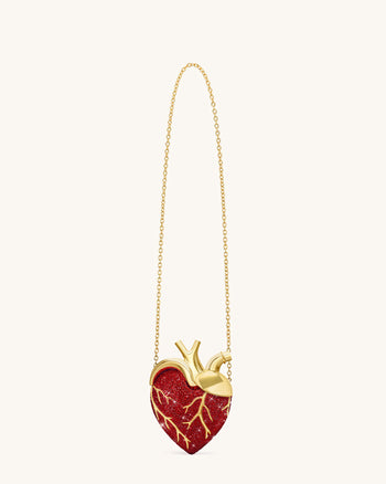 Maren Borsa a Forma di Cuore in Cristallo Artificiale - Rosso