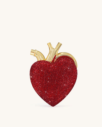 Maren Borsa a Forma di Cuore in Cristallo Artificiale - Rosso