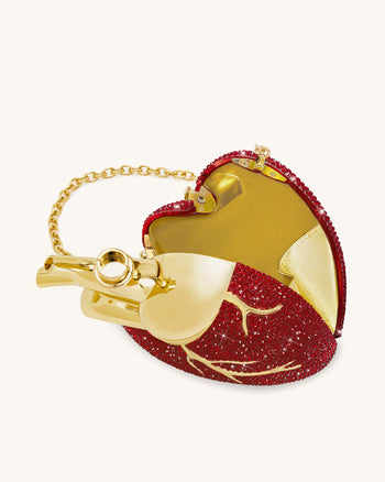 Maren Borsa a Forma di Cuore in Cristallo Artificiale - Rosso