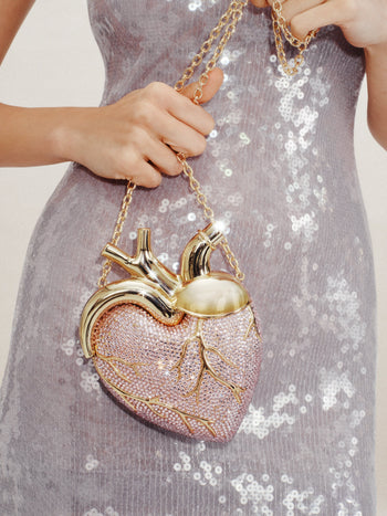 Maren Borsa a forma di cuore in cristallo artificiale - Rosa