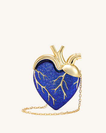 Maren Borsa a Forma di Cuore in Cristallo Artificiale - Blu cobalto