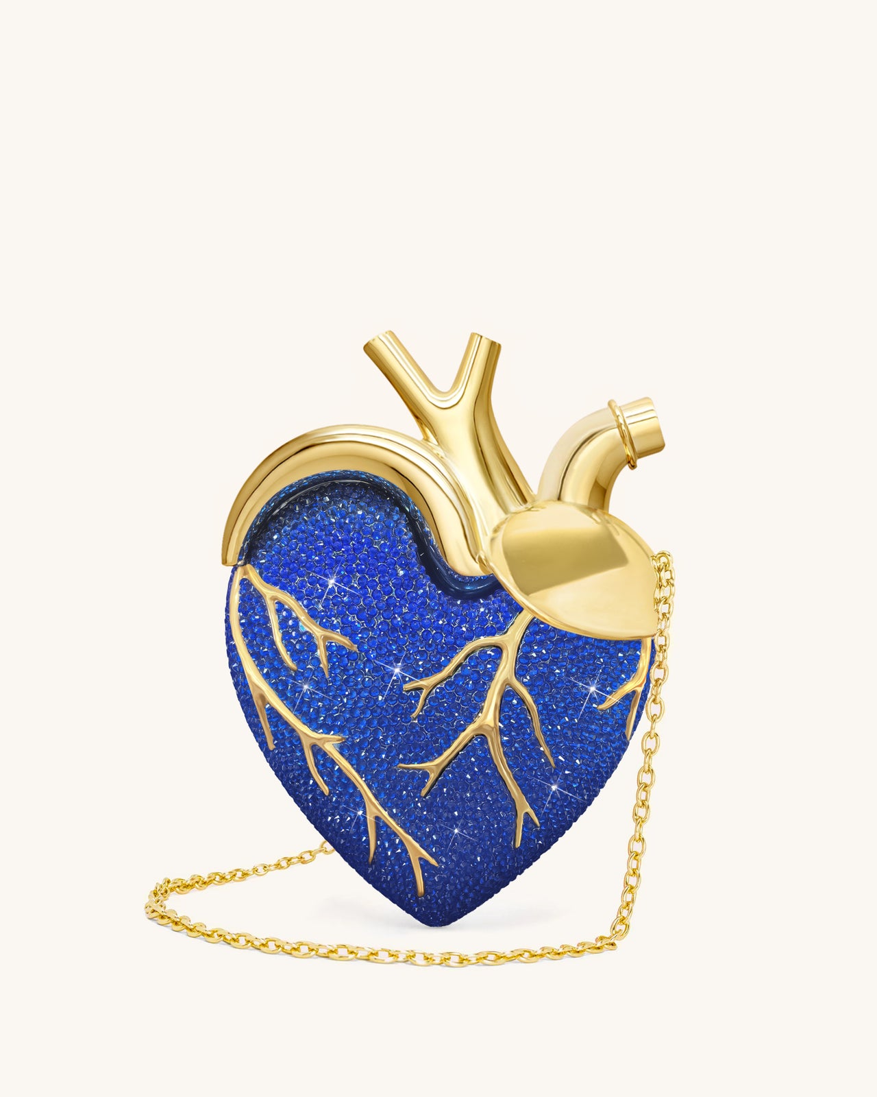 Maren Borsa a Forma di Cuore in Cristallo Artificiale - Blu cobalto