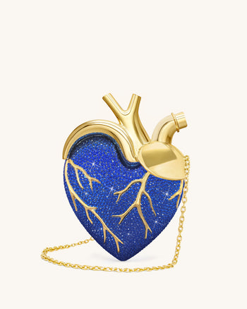 Maren Borsa a Forma di Cuore in Cristallo Artificiale - Blu cobalto