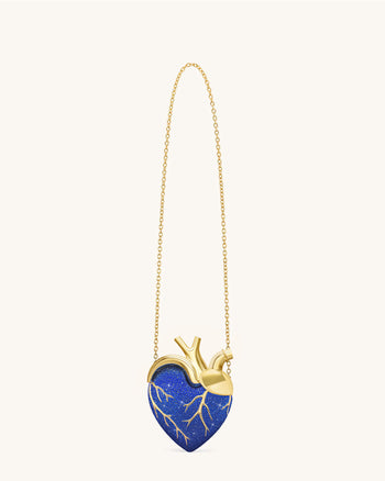 Maren Borsa a Forma di Cuore in Cristallo Artificiale - Blu cobalto